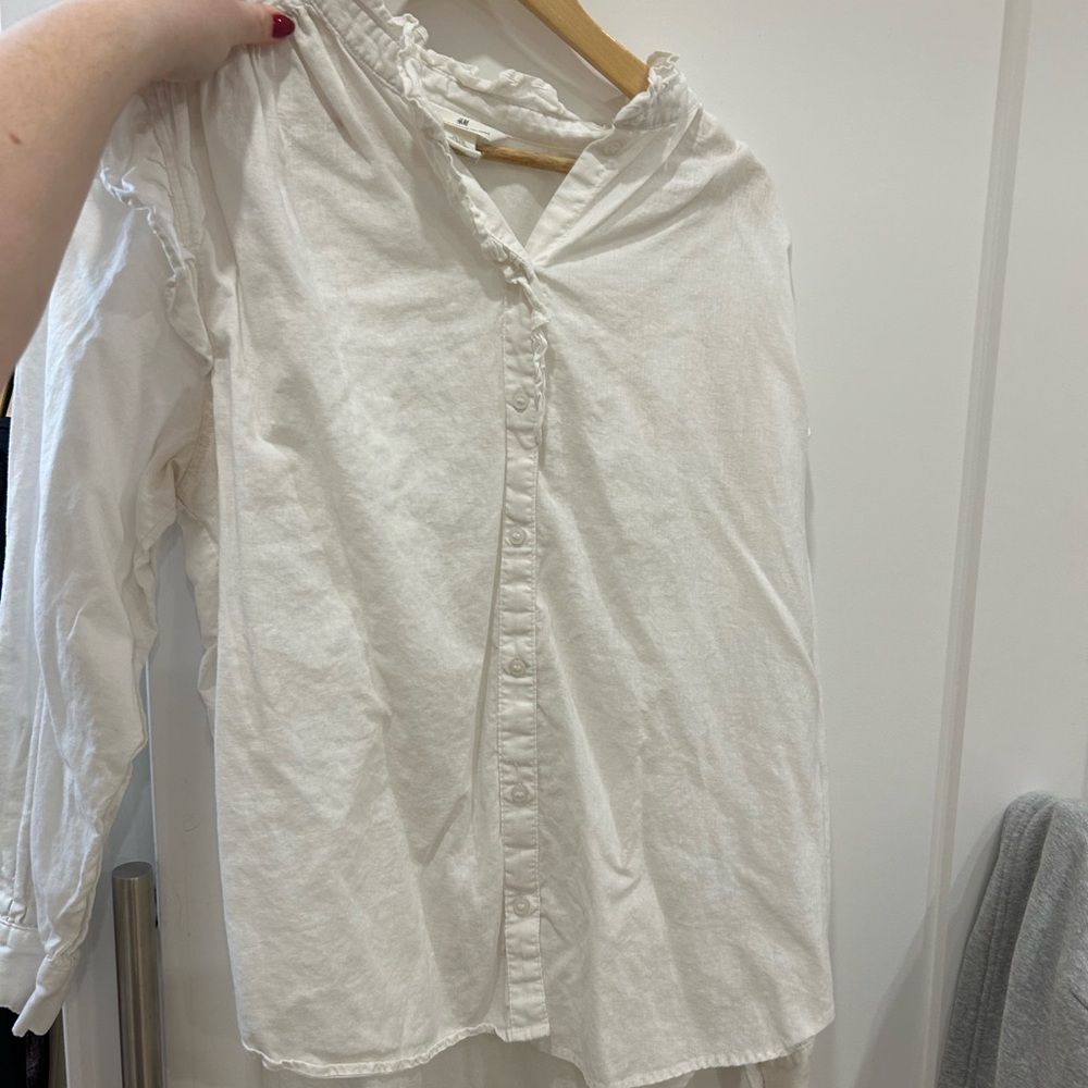 H&M Cream Linen Blend Top
